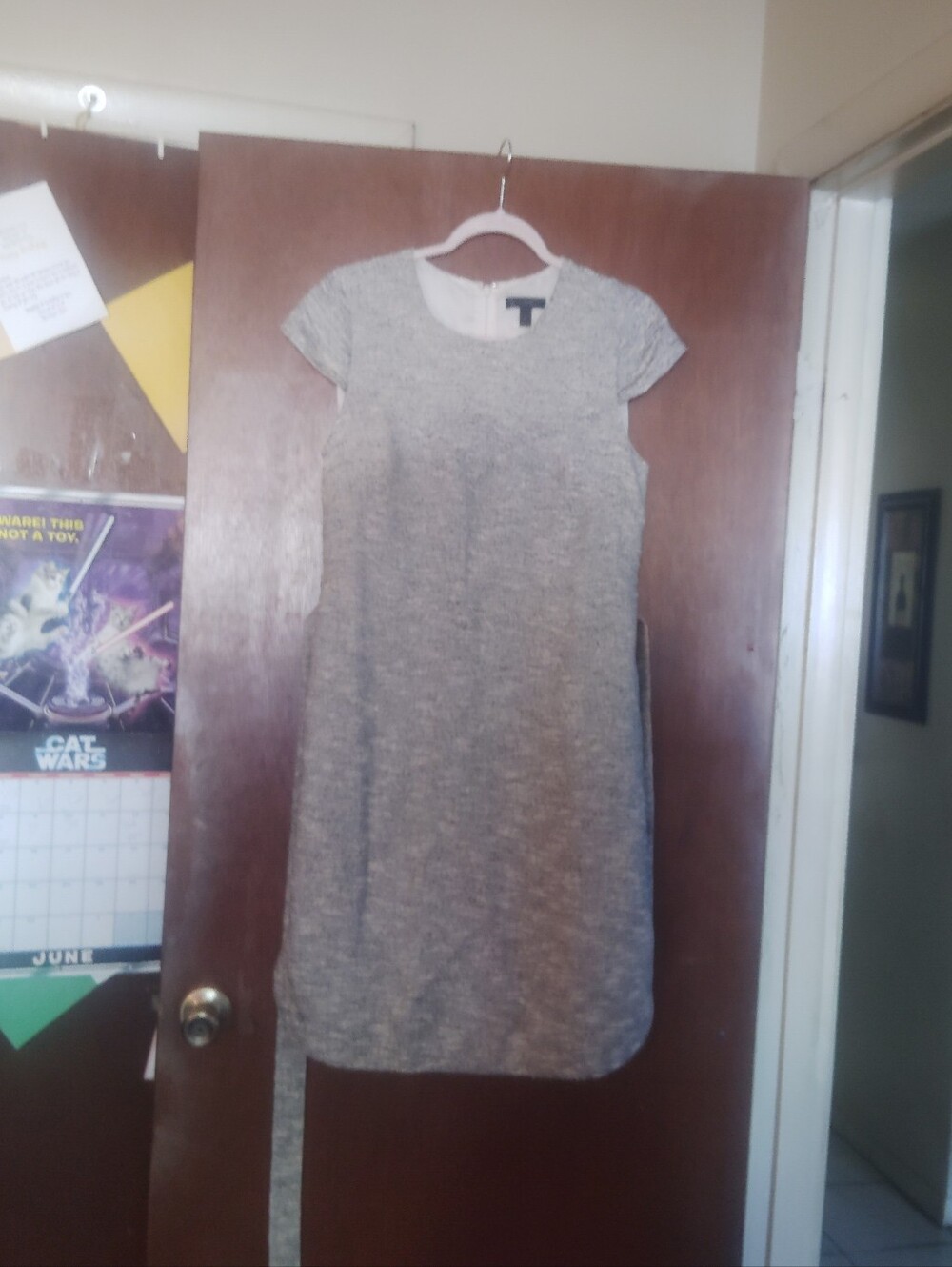 J.CREW Grey Cap Sleeve Tweed Dress - Size 8 - Picture 3 of 11